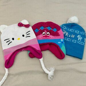 Bundle: (3) Little Girls Winter Hat - One Size Fit Most